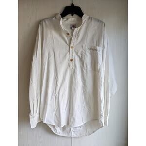 Senor Frogs Women's Long Sleeve White Button Casual Tunic Poly-Cotton Top Size S